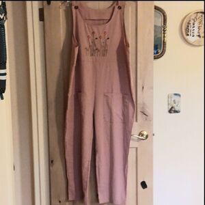 Cotton Embroidered Overalls.